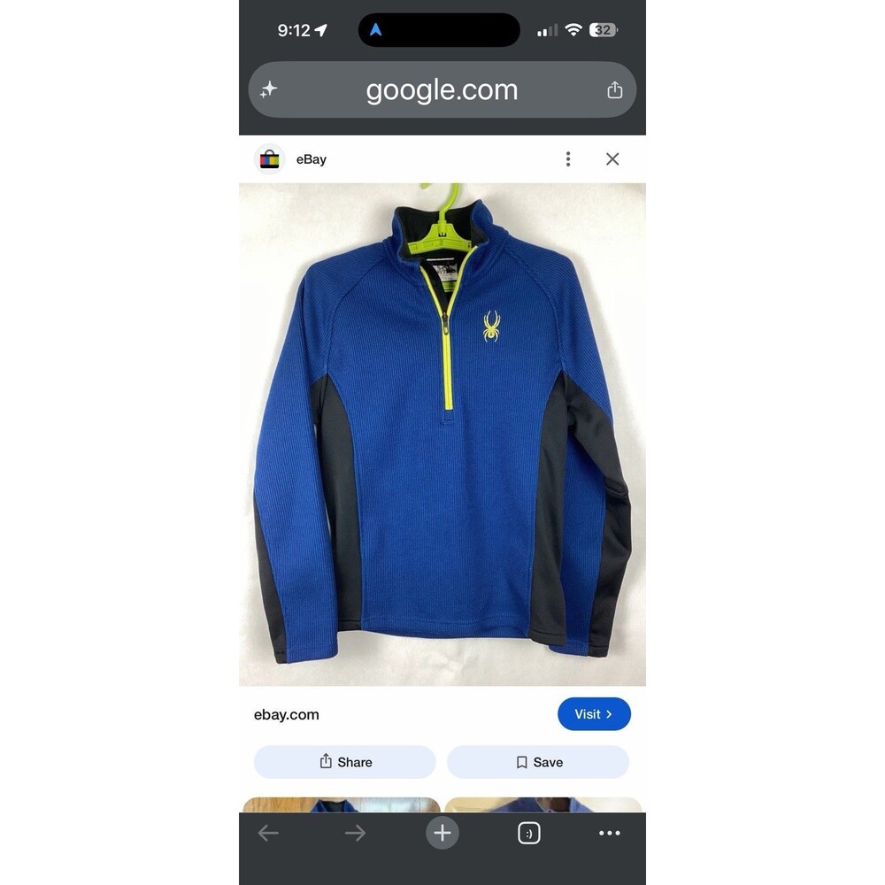 Spyder Sweater Adult Large Blue Outbound Fleece Half Zip Mens Ski/Snowboard L